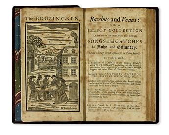POETICAL MISCELLANY.  Bacchus and Venus . . . To which is added, A Collection of Songs in the Canting Dialect, with a Dictionary. 1737